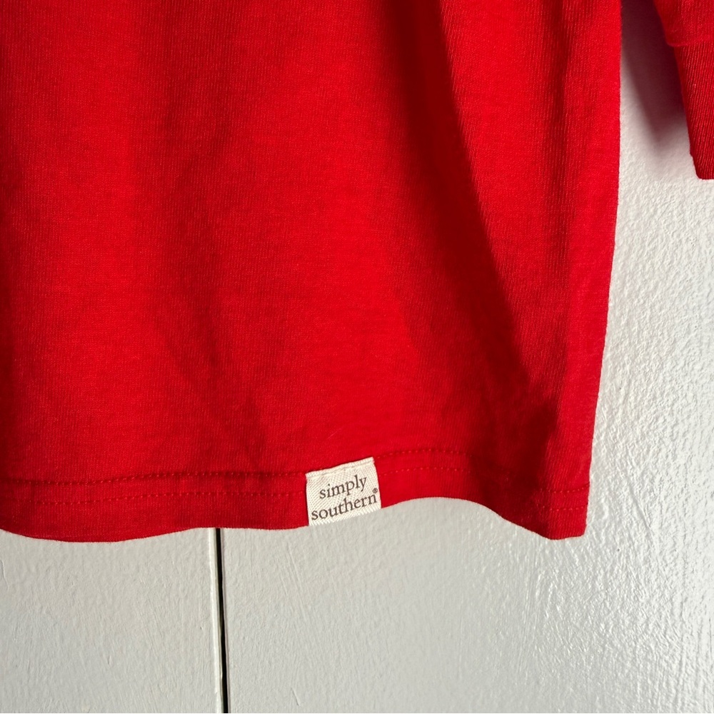 Simply Southern New Nuts About Christmas Merry Bright Red Longsleeve Youth Large - Picture 6 of 10